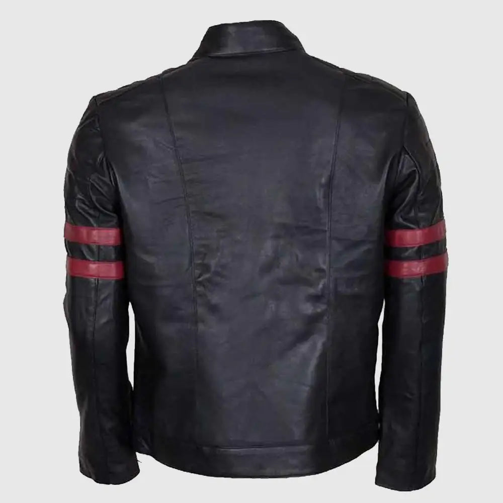 Mens Red Stirpe Mayhem Retro Black Leather Jacket Motorcycle Jacket