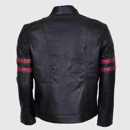 Mens Red Stirpe Mayhem Retro Black Leather Jacket Motorcycle Jacket