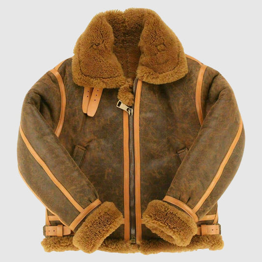 B3 Bomber Aviator Flying Bomber Real Shearling Leather Jacket