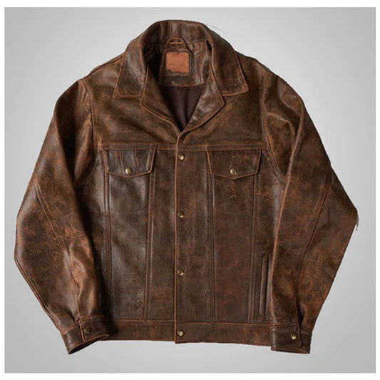 Brown Aviator Distressed A2 Military Pilot Leather Bomber Jacket