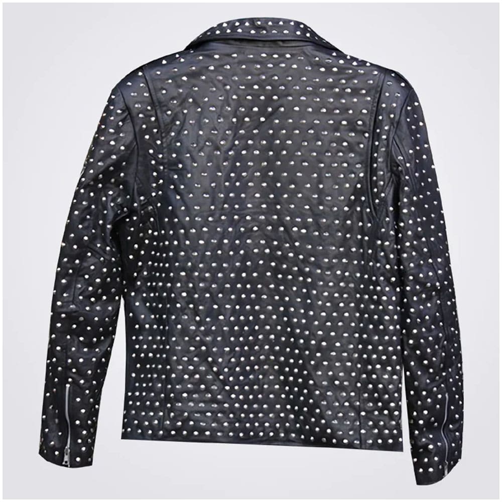 New Designer Full Studded Leather Jacket for Men With Embroidery Patch