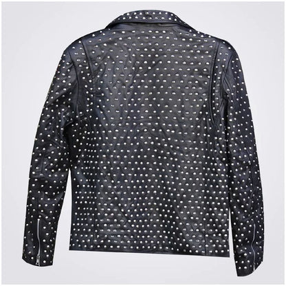 New Designer Full Studded Leather Jacket for Men With Embroidery Patch