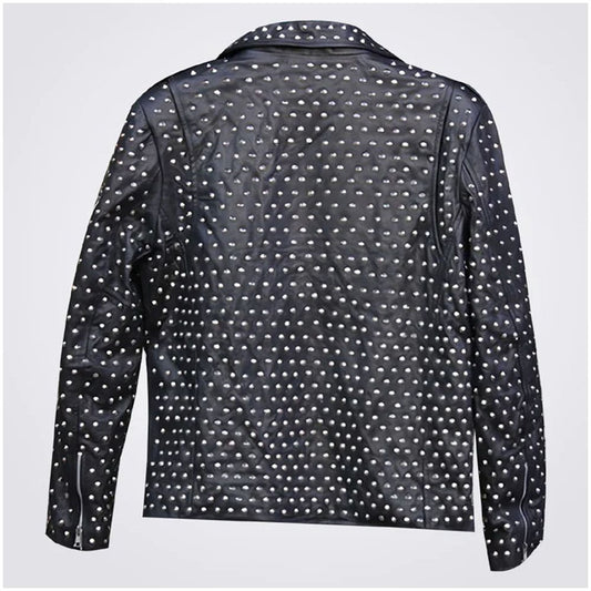 New Designer Full Studded Leather Jacket for Men With Embroidery Patch