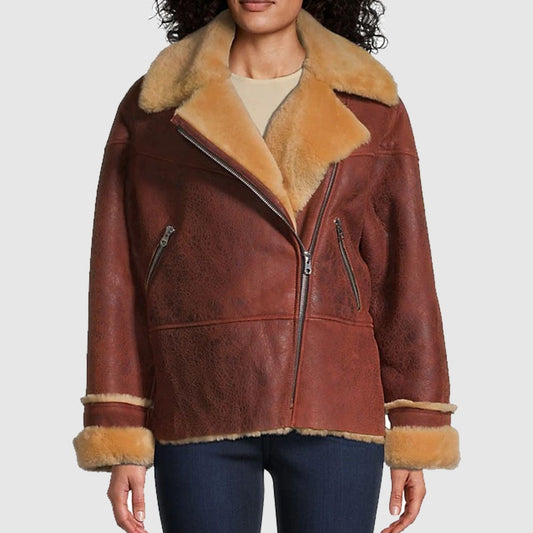 Sandro Shearling Moto Jacket women