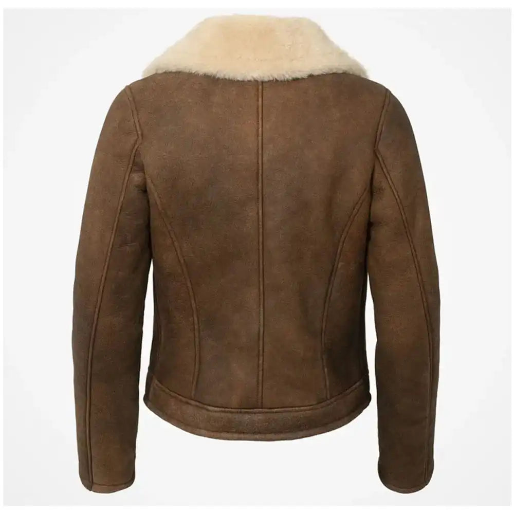Zendaya Coleman Sheepskin Coat Style Brown Leather