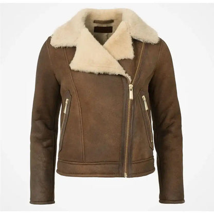 Zendaya Coleman Sheepskin Coat Style Brown Leather