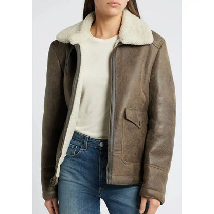 Amelia Hayes Women’s Shearling Sheepskin Rancher Jacket
