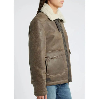 Amelia Hayes Women’s Shearling Sheepskin Rancher Jacket