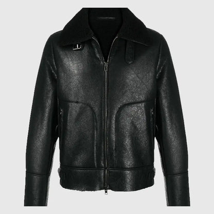 Shining Sky Aviator Shearling Jacket Sheepskin Jacket