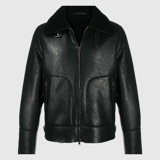 Shining Sky Aviator Shearling Jacket Sheepskin Jacket