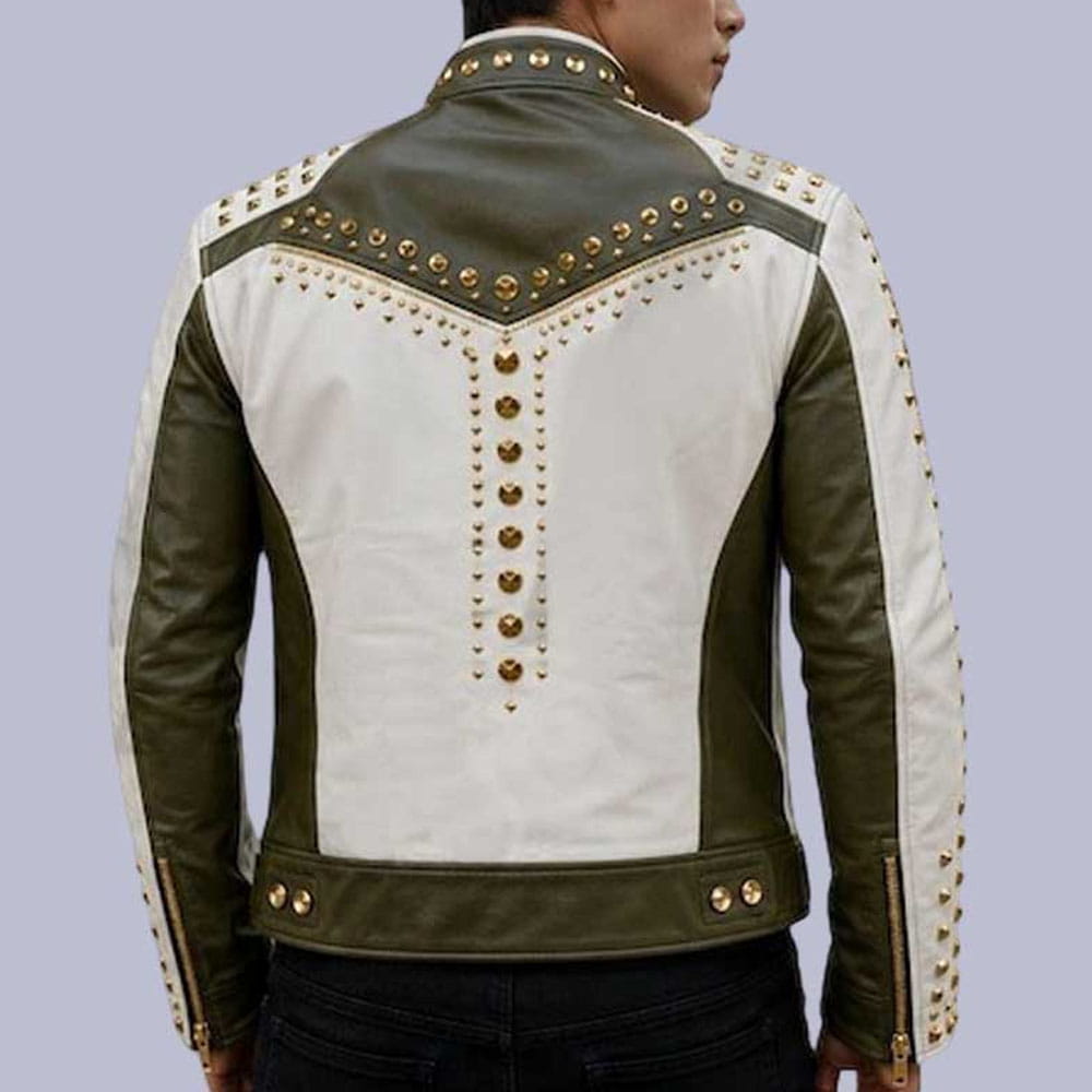Studded Leather Biker Jacket Punk Rock Rivet Moto Coat