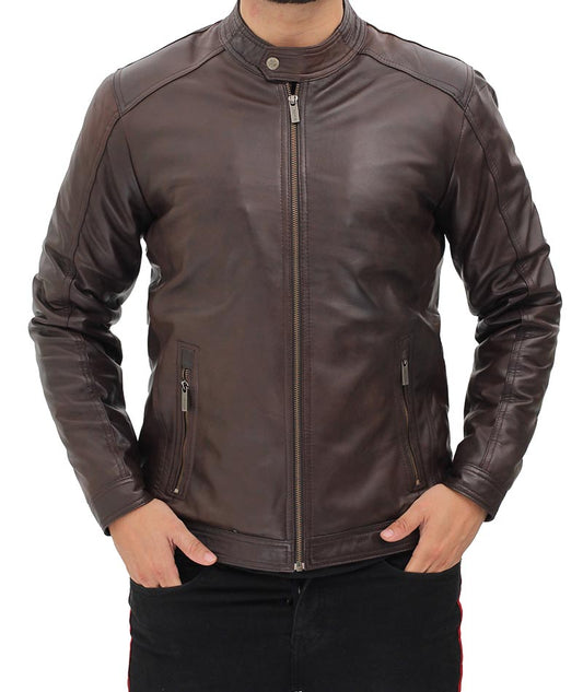 Leather Cafe Racer Jacket