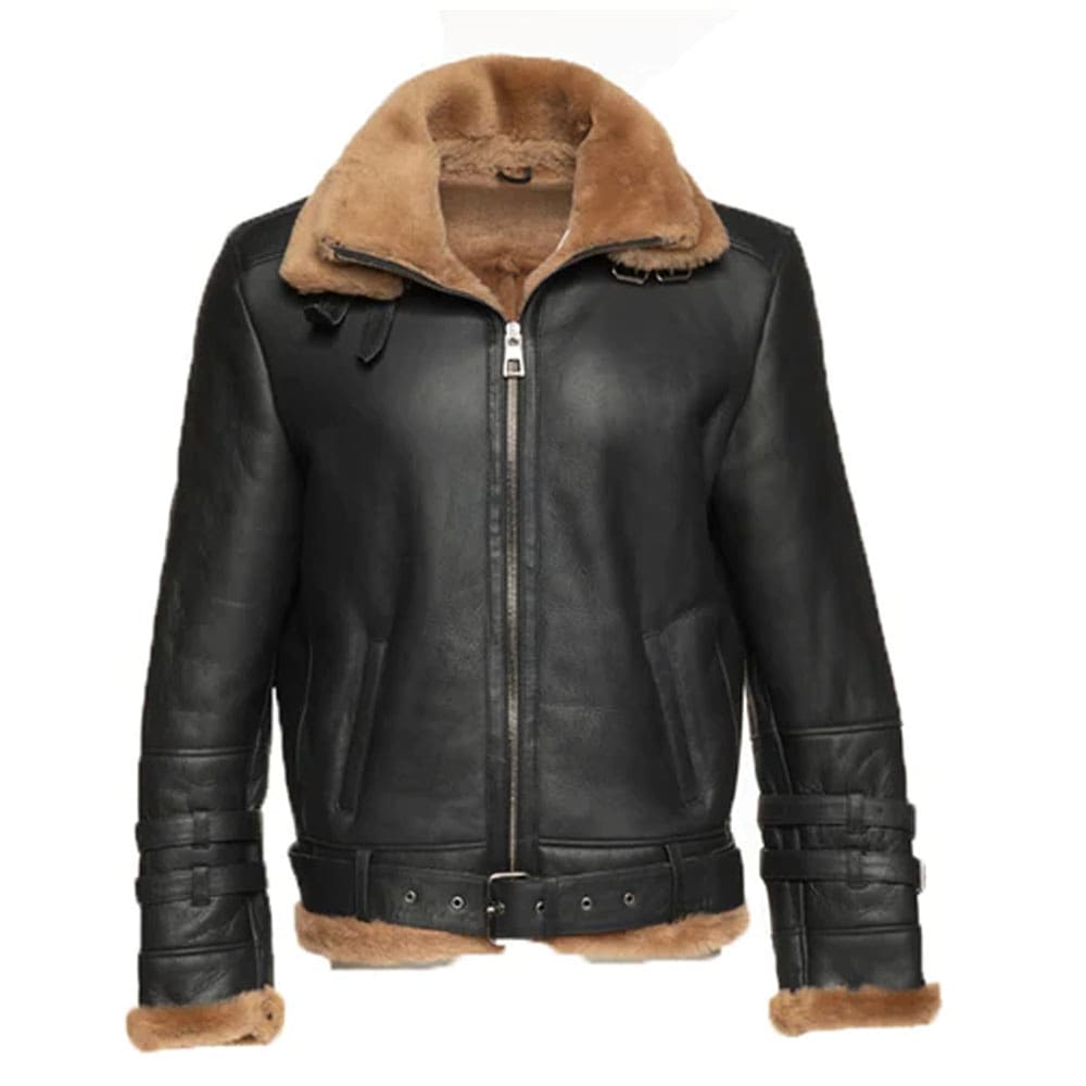 Viktor's black Aviator bomber shearling jacket