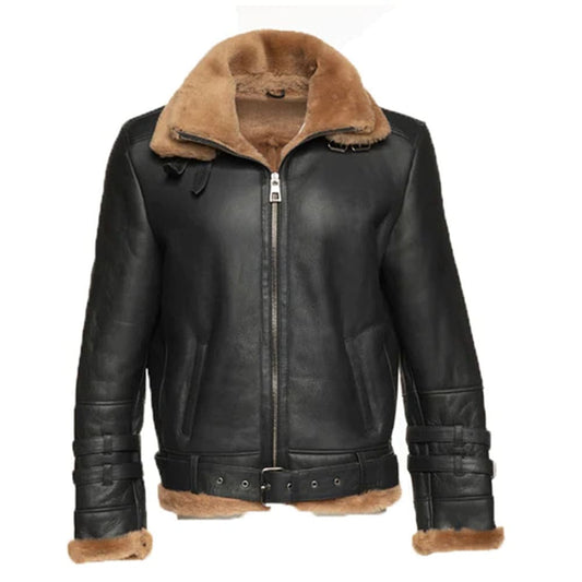 black Aviator bomber shearling jacket