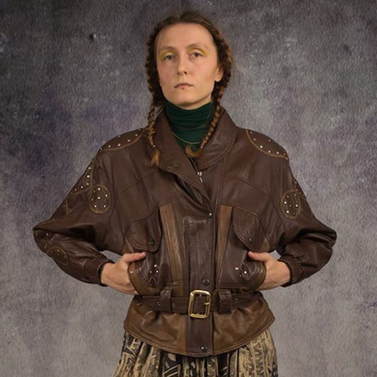 Vintage studded leather biker Jacket