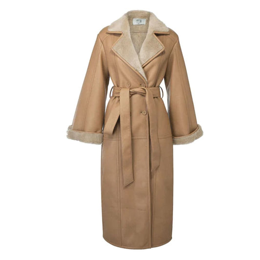 Genuine Leather & Faux Fur Coat