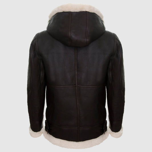Women B3 Sheepskin With Detachable Hood Leather Jacket