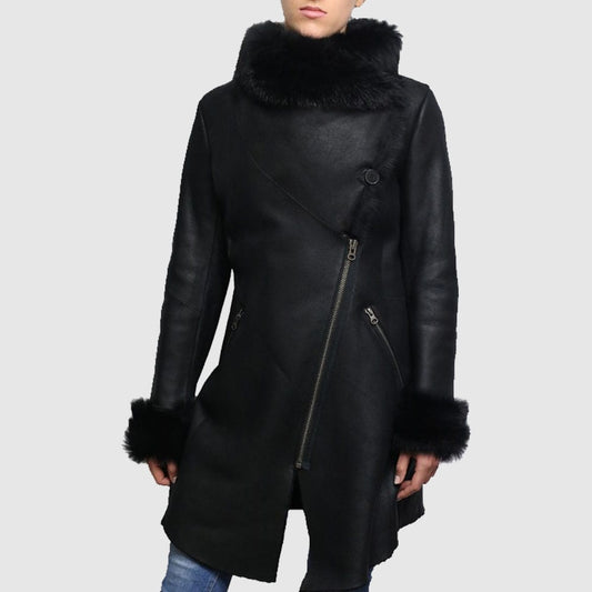 Women Suede Coat Black