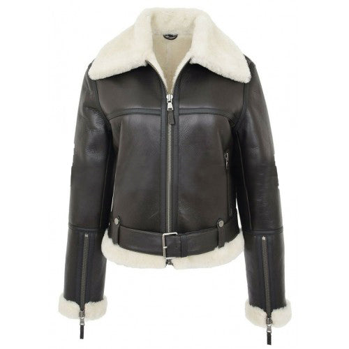 Women Sheepskin Aviator Flying Jacket