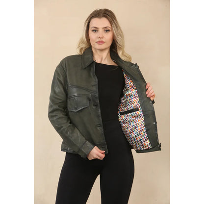 Women's Retro Classic Collar Biker Leather Jacket