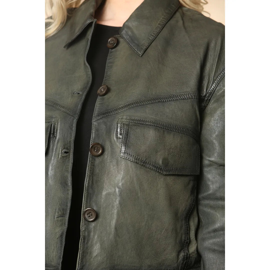 Women's Retro Classic Collar Biker Leather Jacket