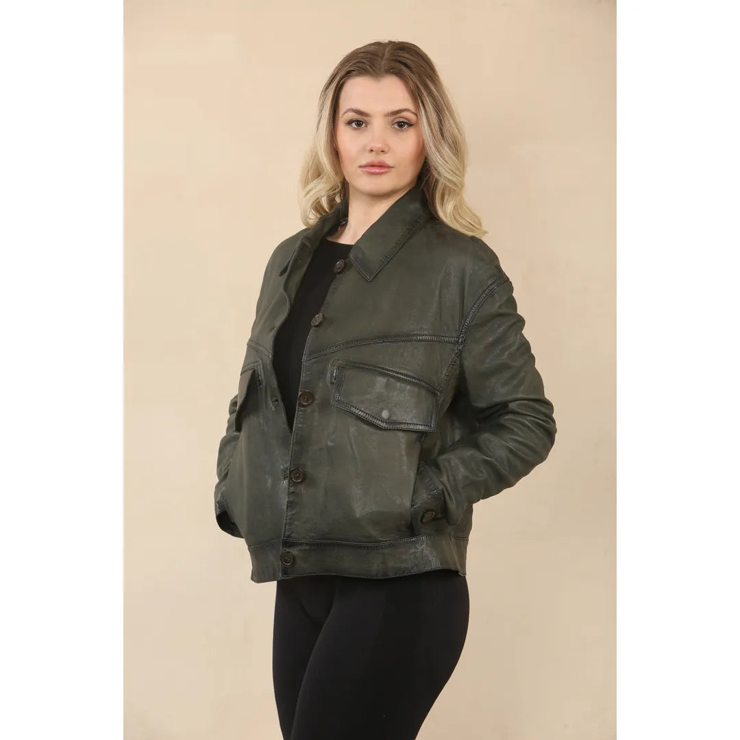 Women's Retro Classic Collar Biker Leather Jacket