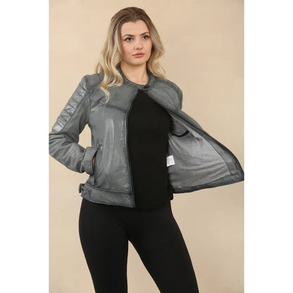 Women's Retro Quilted Leather Biker Jacket