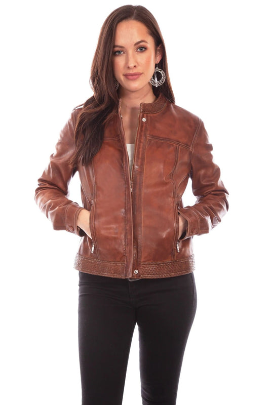 Antique Brown Lamb Leather Cafe Racer Jacket