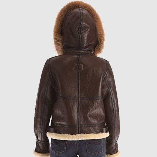 Women's B3 Real Shearling Sheepskin Fur Bomber Leather Jacket