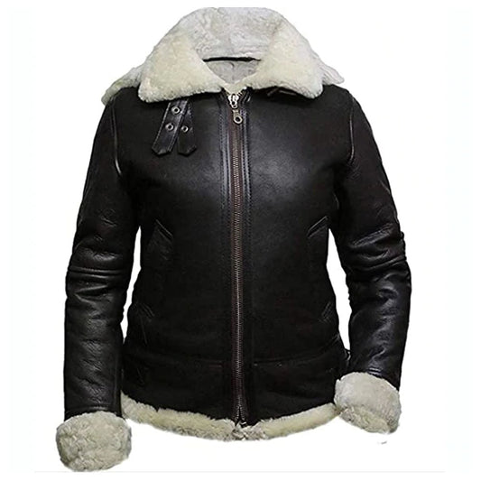 Fur Leather Aviator Shearling Jacket