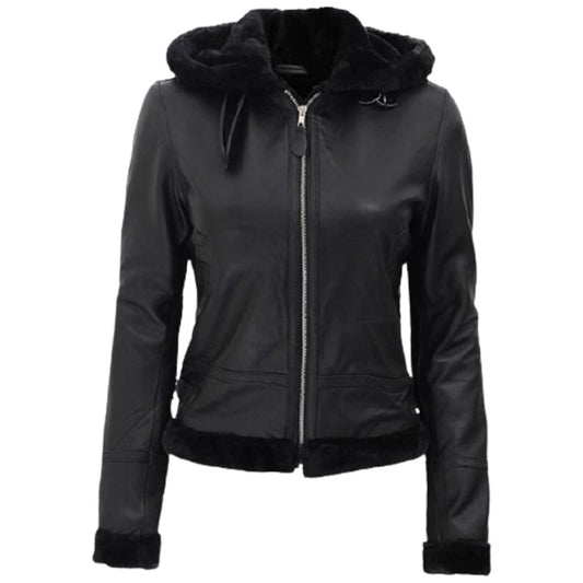Fur Hooded Leather Jacket