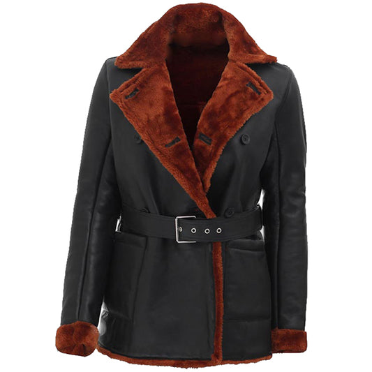 Brown Shearling Leather Coat