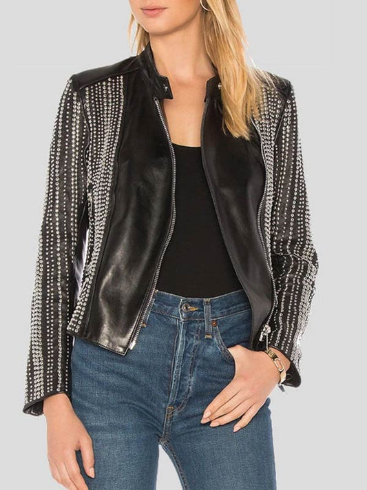 Fashion Studded Leather Jacket