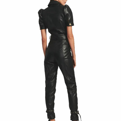 Women's Genuine Lambskin Leather Jumpsuit