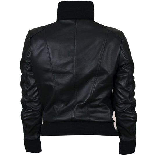 Black Leather Lavish Bomber Jacket