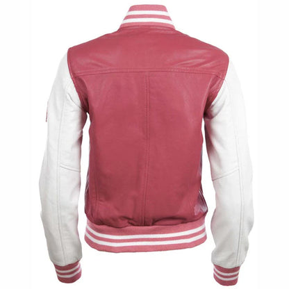 Women's Leather Varsity Letterman Bomber Jacket