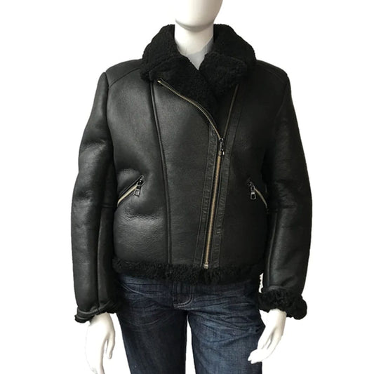 Women's Sheepskin Leather Biker Jacket