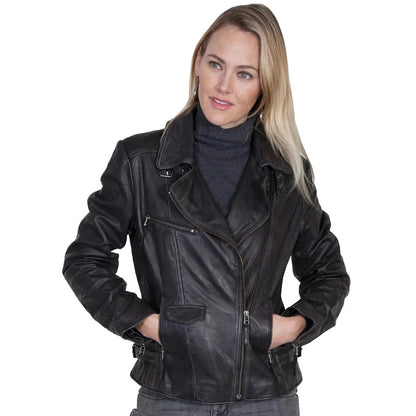 Womens Black Leather Motorcycle Jacket