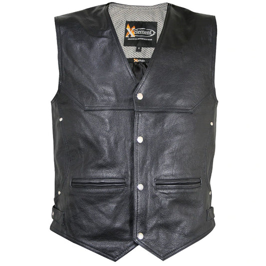 Xelement XS1927 Men's 'Road King' Black Leather Biker Vest