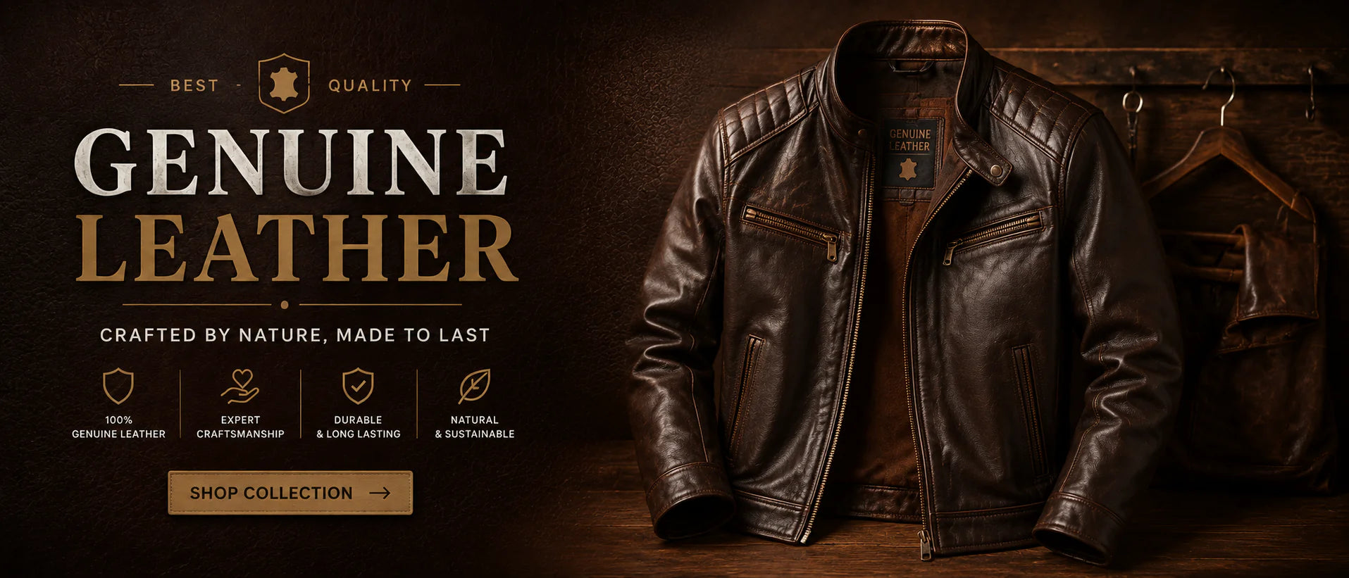 genuine leather biker jacket men