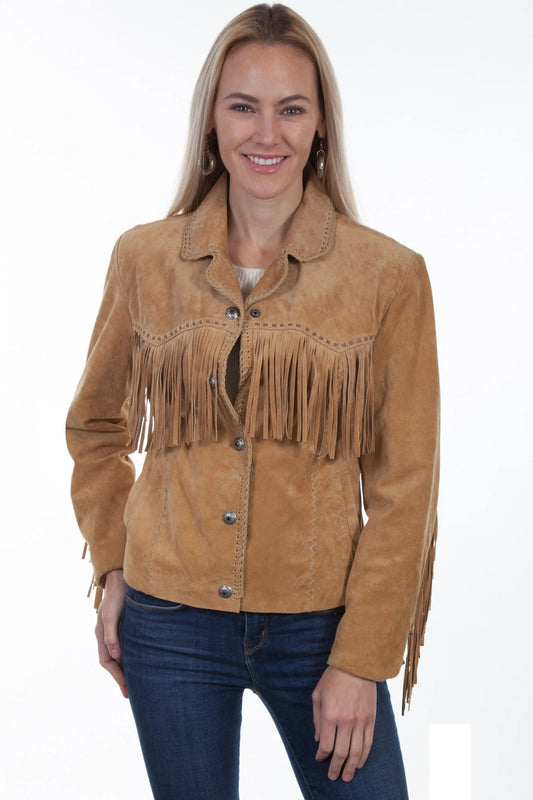 western old Rust Suede Snap Fringe Jacket