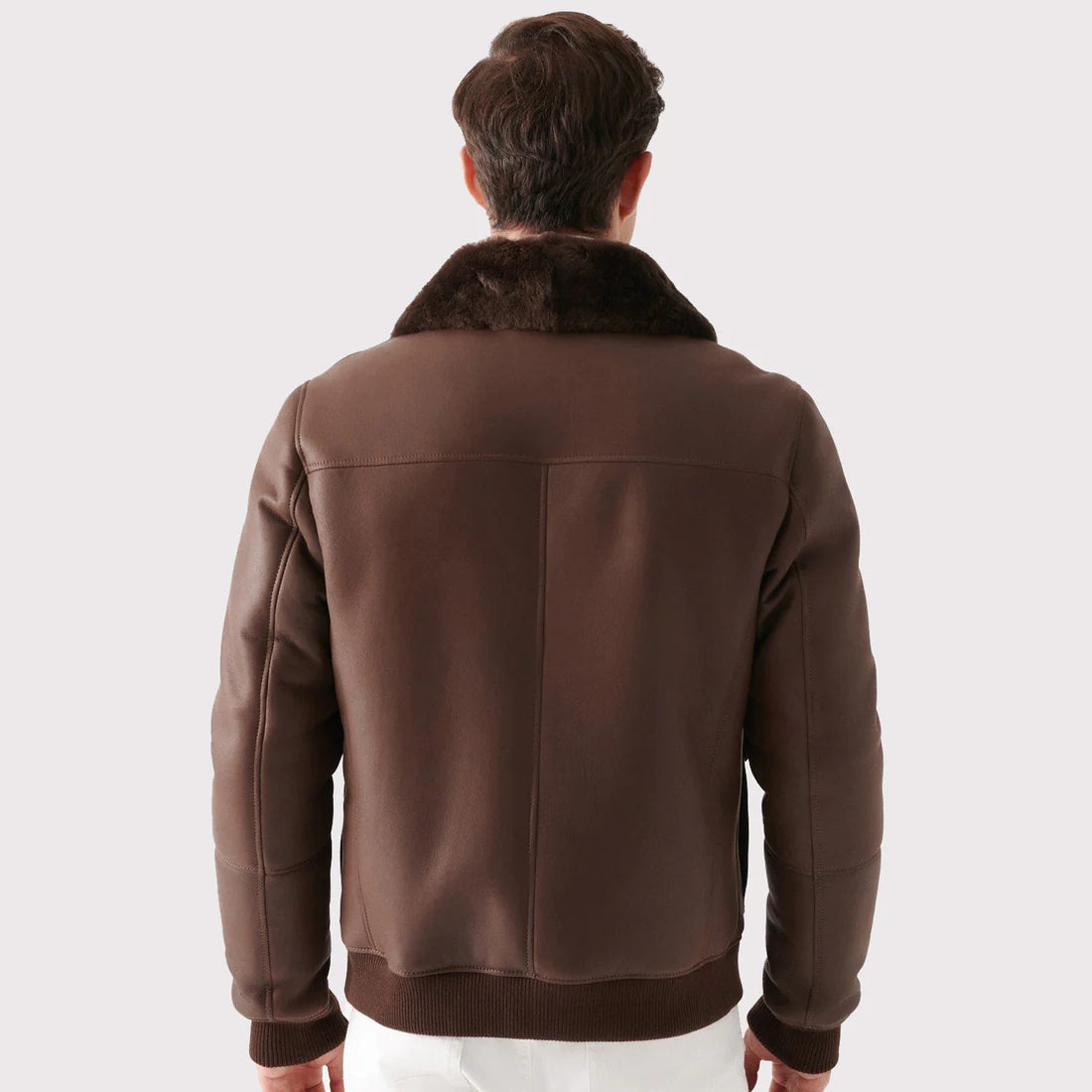 Stylish Men's Brown Shearling Bomber Jacket
