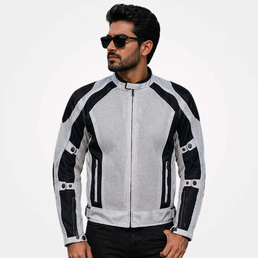 white cadura biker jacket