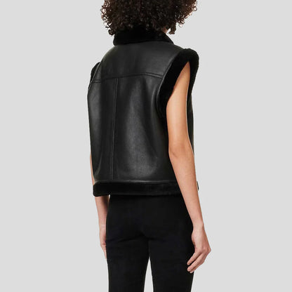 Women's Black B3 Bomber Shearling Vest