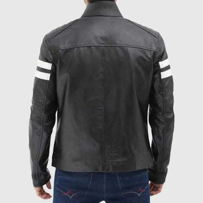 Men Black Lambskin Retro Leather Jacket