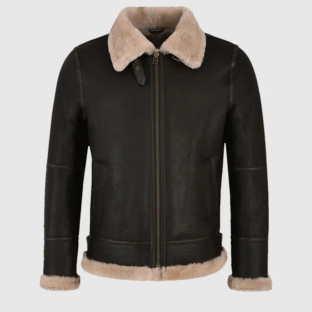 Men Black Sheepskin Jacket