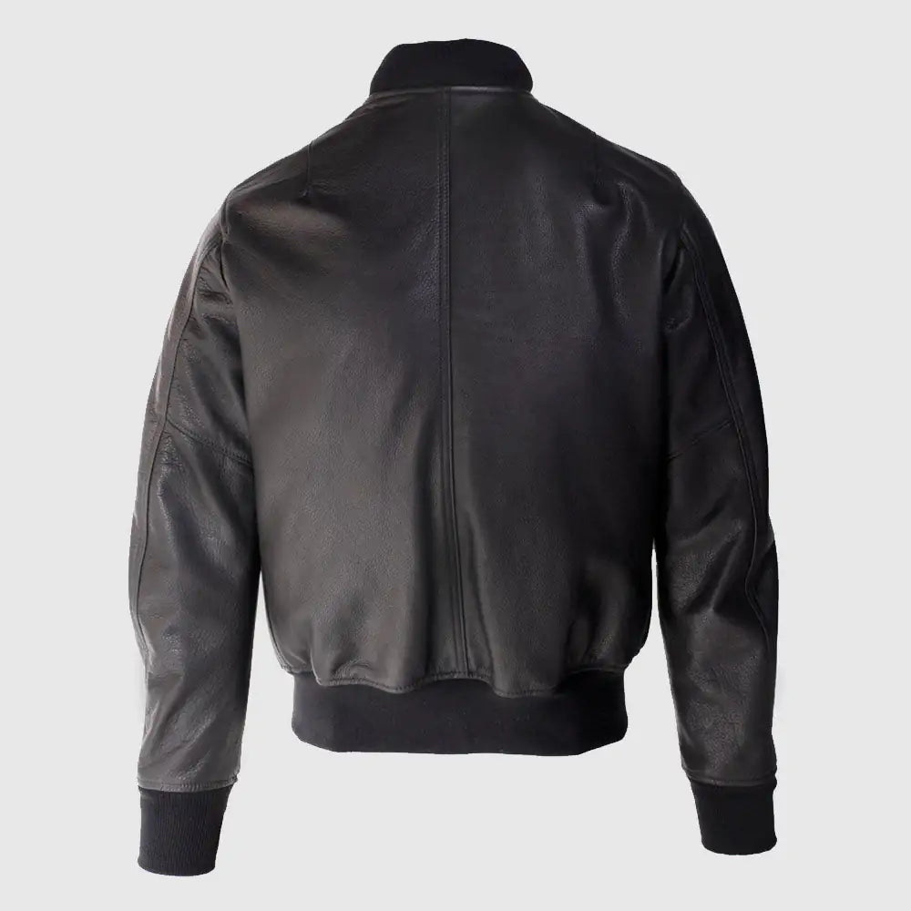 Men’s Lightweight Natural Pebble Cowhide Leather Bomber Jacket