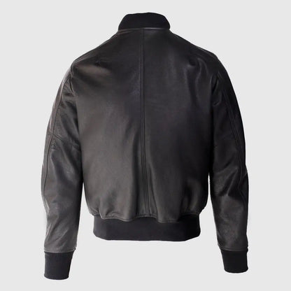 Men’s Lightweight Natural Pebble Cowhide Leather Bomber Jacket