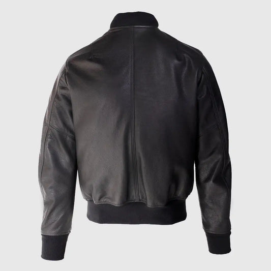 Men’s Lightweight Natural Pebble Cowhide Leather Bomber Jacket