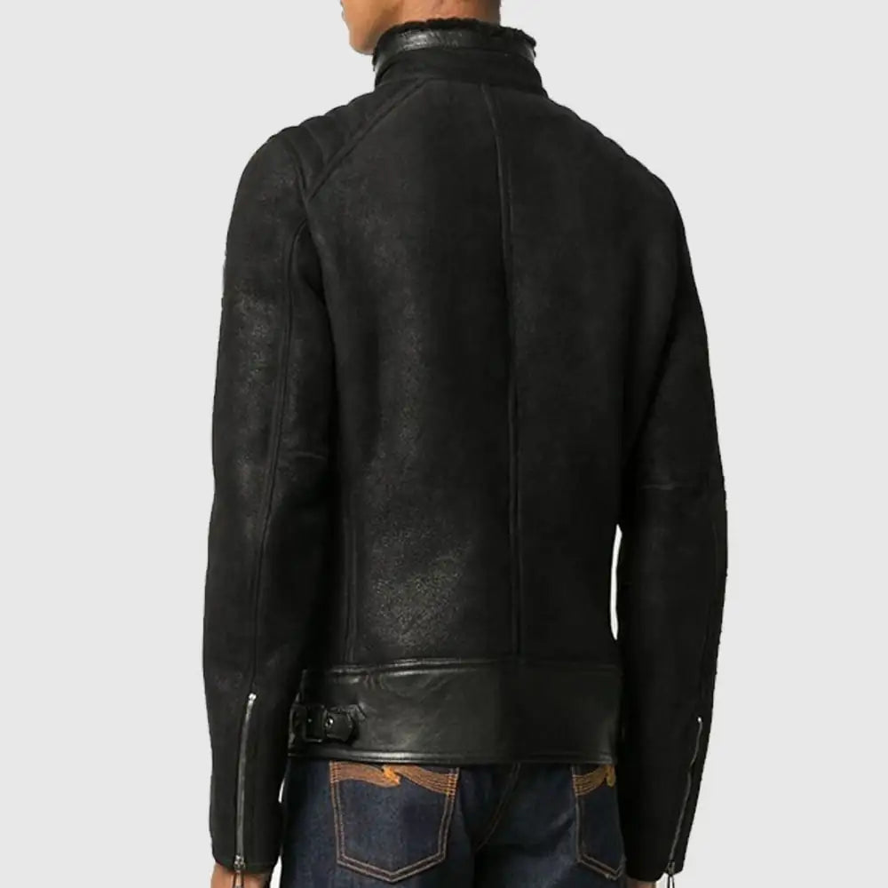 Musky Matt Black Faux Shearling Jacket